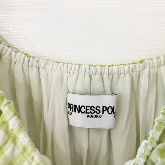 NWOT Princess Polly More Than Butterflies Maxi Dress Green Gingham Size US 2 - Picture 6 of 11
